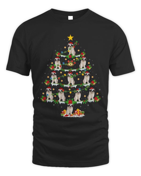 Xmas Lights Saint Bernard Dog Christmas Tree