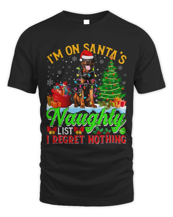 Xmas Rottweiler Dog On Santas Naughty Funny List