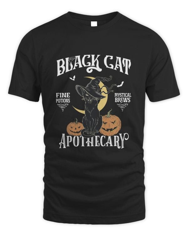 Halloween Black Cat Tshirt Top Dark Color