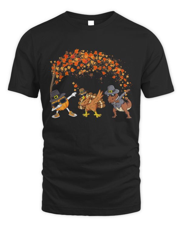 Dabbing Turkey T Rex Pumpkin Thanksgiving Boys Kid Funny