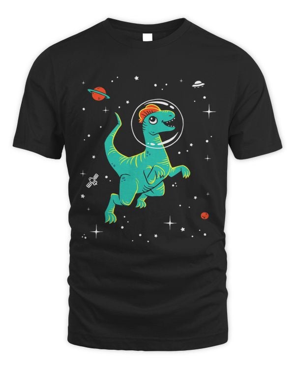 Astronaut Dilophosaurus In Space Travel Galaxy Dinosaur
