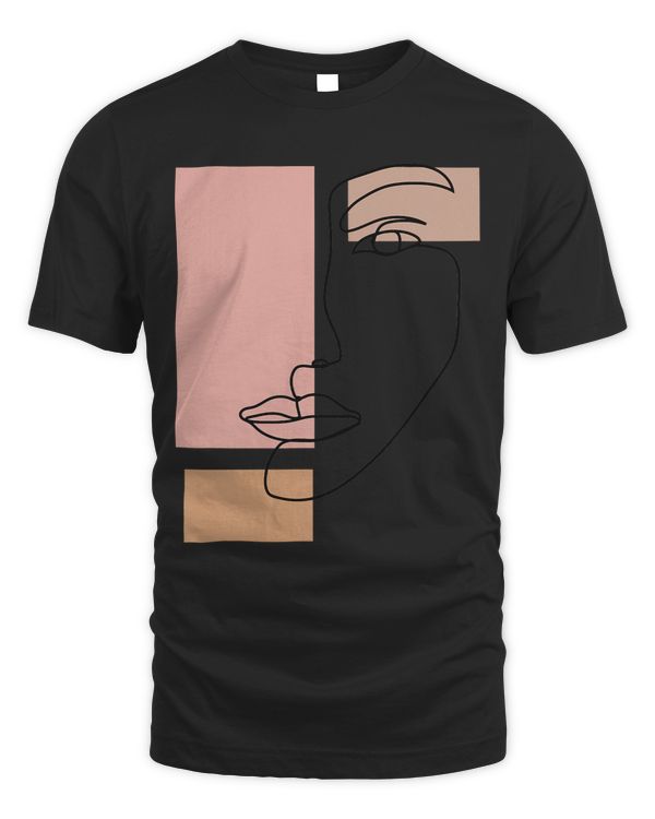 Abstract Face Modern Line Art Drawing Tee Aesthetic Top