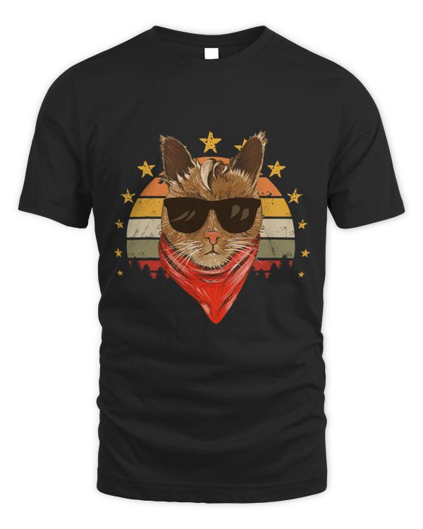 Drawing Art lovers gift 70s 80s Retro Sunset Vintage Cat