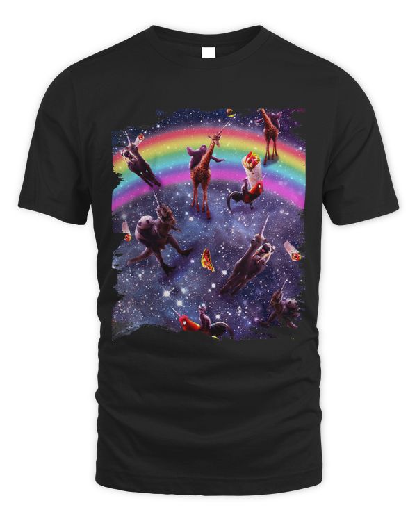 Space Rainbow Pug Sloth Panda Cat On Giraffe Dinosaur