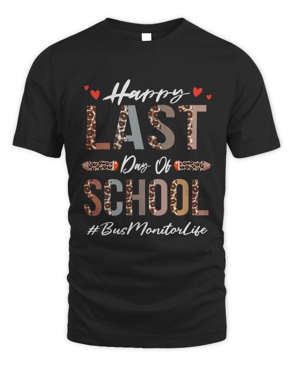 Bus Monitor Happy Last Day Of School Summer Funny Leopard