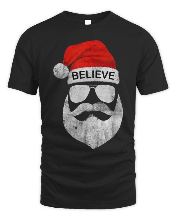 Believe Quote On Santa Hat Mustache Family Reunion Christmas 4