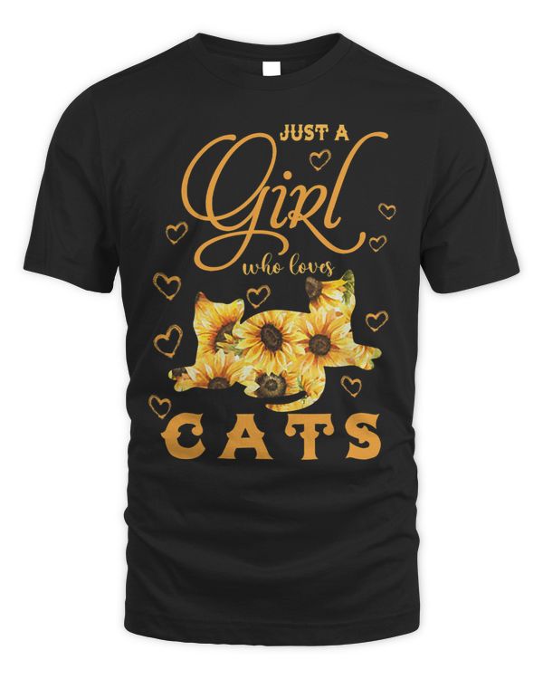 Just A Girl Who Loves Cats LOVE CAT MOM SUNFLOWER LOVER LOVE