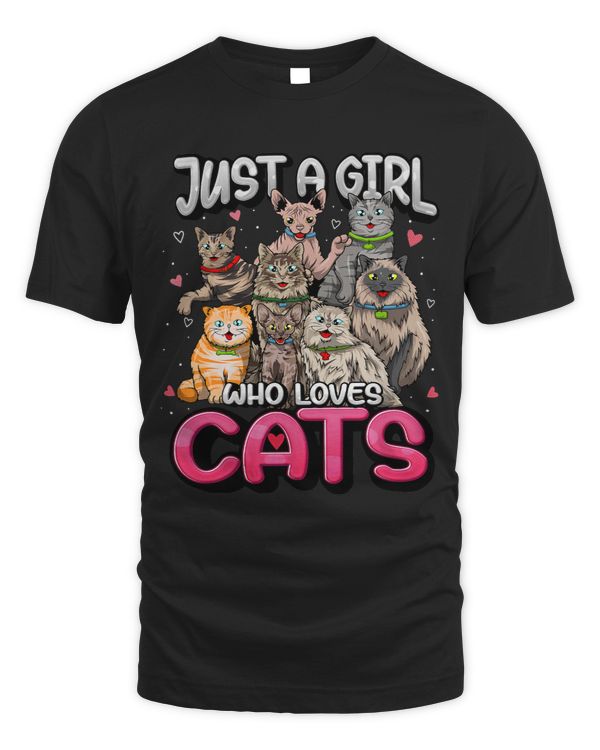 Just A Girl Who Loves Cats Shirt Cute Cat Lover Cat Mom Girl
