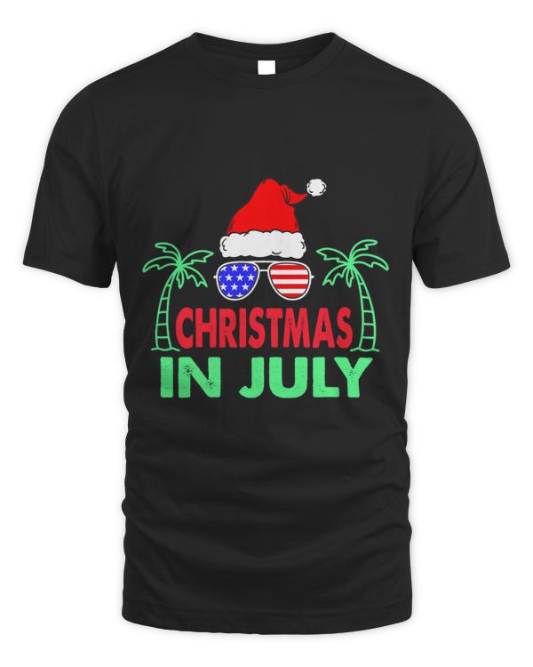 Christmas In July Funny 4th Of July Beach Summer Santa Hat
