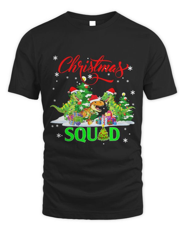 Christmas Squad Three Santa TRexes Matching Family Kids