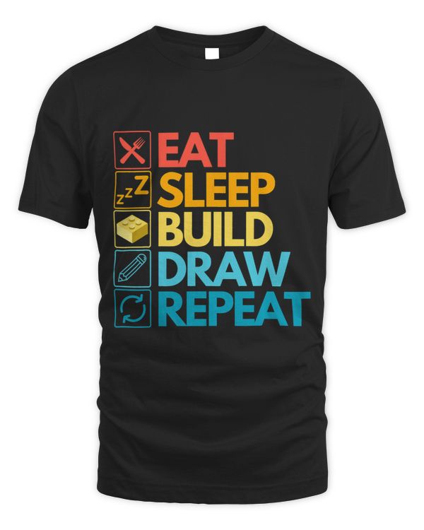 Master Builder Cute Block Building Drawing Vintage