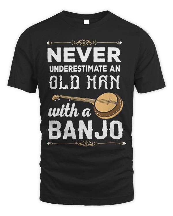 Mens Old Man Banjo Funny Bluegrass Birthday Gift