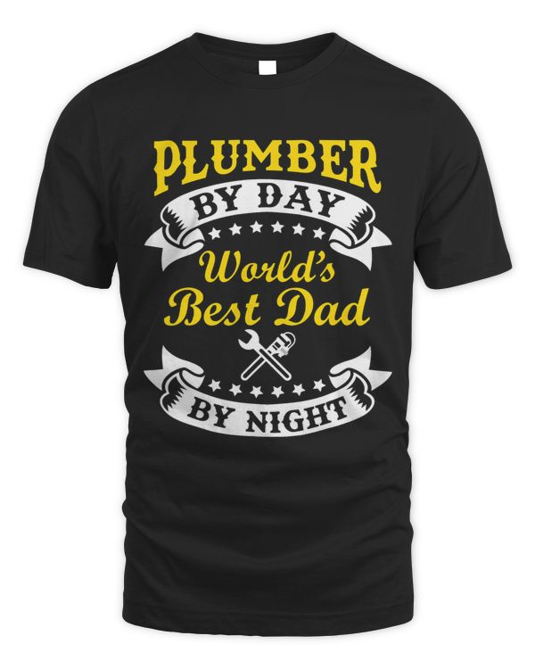 Mens Plumber By Day Worlds Best Dad By Night Funny Fathers Day
