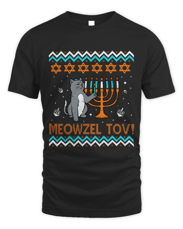 Meowzel Tov Black Cat Funny Hanukkah Chanukah Men Women Kids