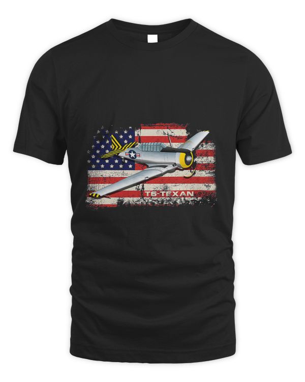 T6 Texan Tech Drawing WWII Airplane Trainer Flag Pilot Vet