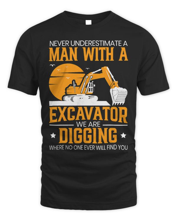 A Man With A Excavator Construction Vehicle Digger