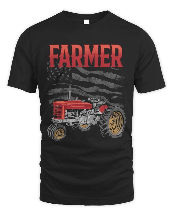 Farmer USA Flag Farm Barn Tractor Farming Rancher Farmer
