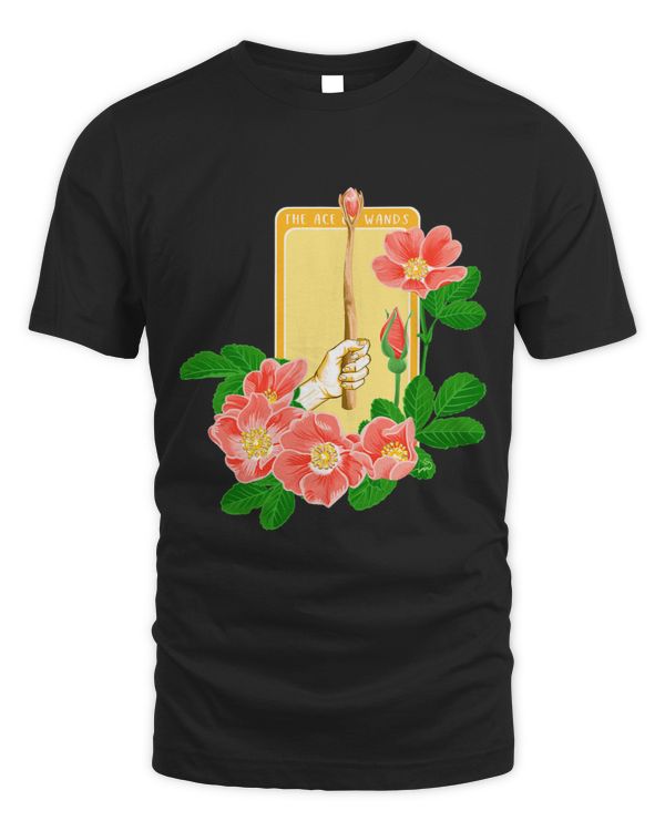 Ace of Wands Floral Tarot Card Illustration