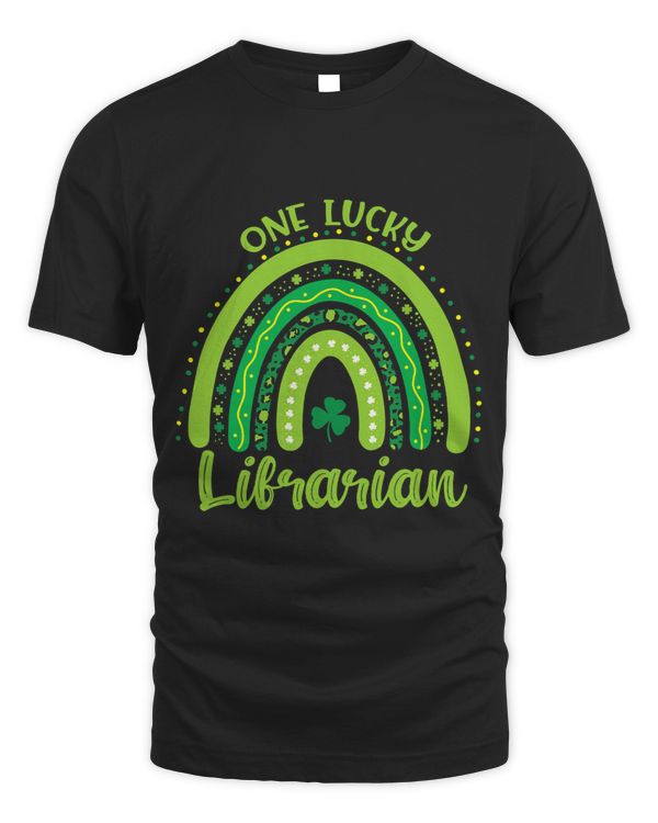 Librarian Job Rainbow Shamrock One Lucky Librarian St. Patricks Day