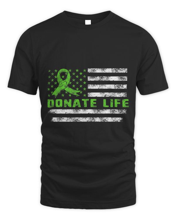Organ Transplant Awareness USA Flag Donate Life Green Ribbon 1