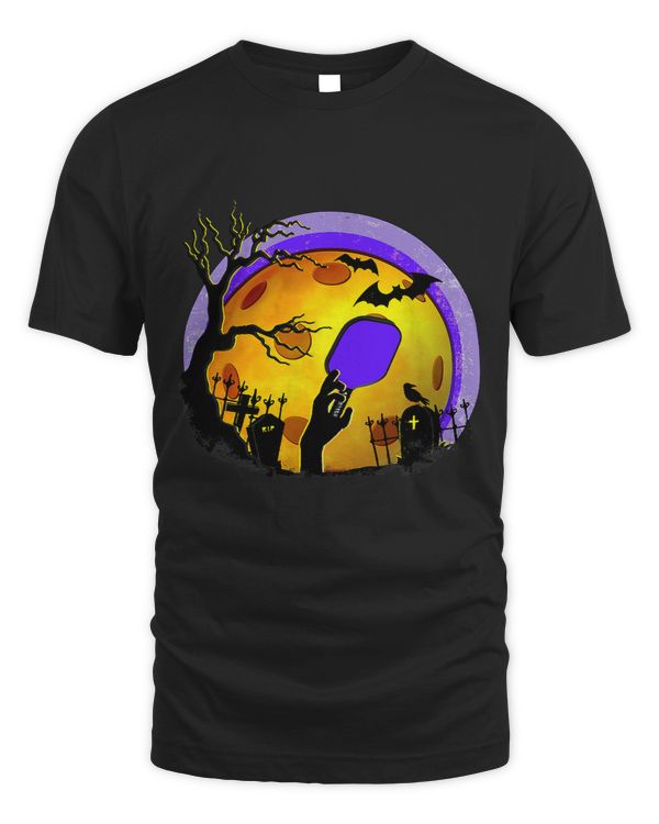 Orange Pickleball Halloween Moon