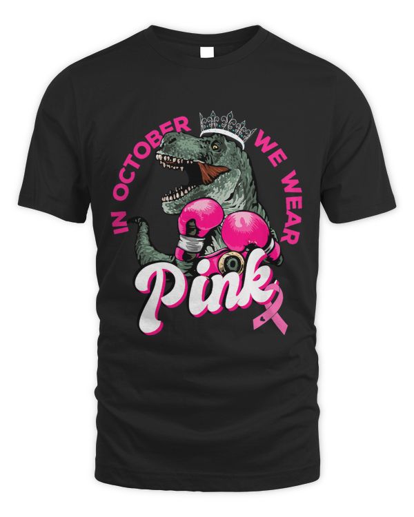 In October We Wear Pink Dinosaur Mom Breast Cancer Halloween 2