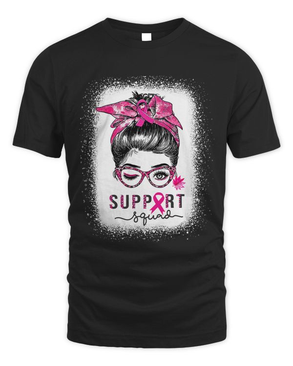 Support Squad Messy Bun Pink Warrior Breast Cancer Awareness 3