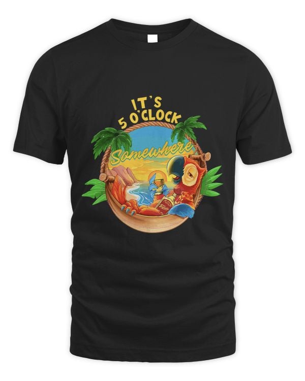 It Is 5 Oclock Somewhere Parrot Drinking Summer Vacation