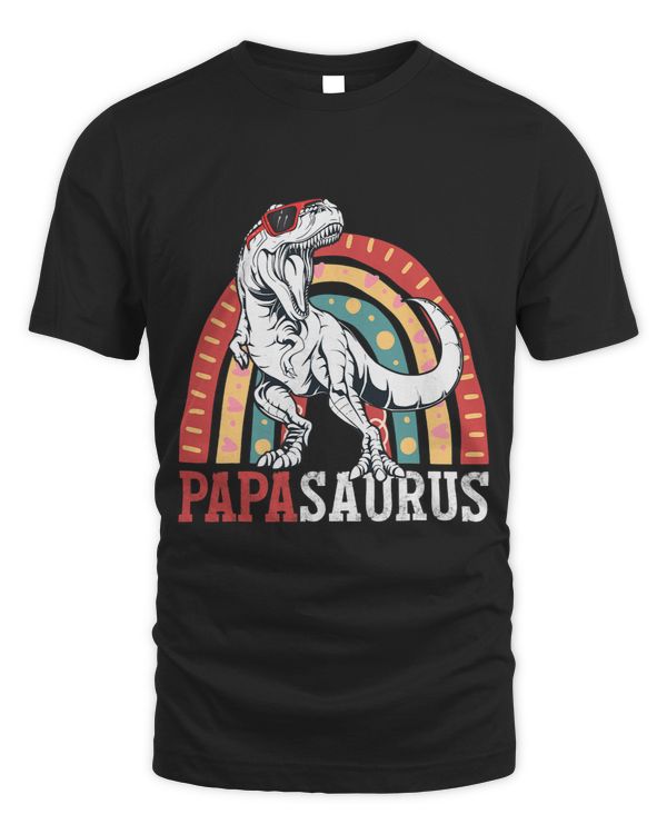 Papasaurus T Rex Funny Rainbow Papa Saurus Family Matching