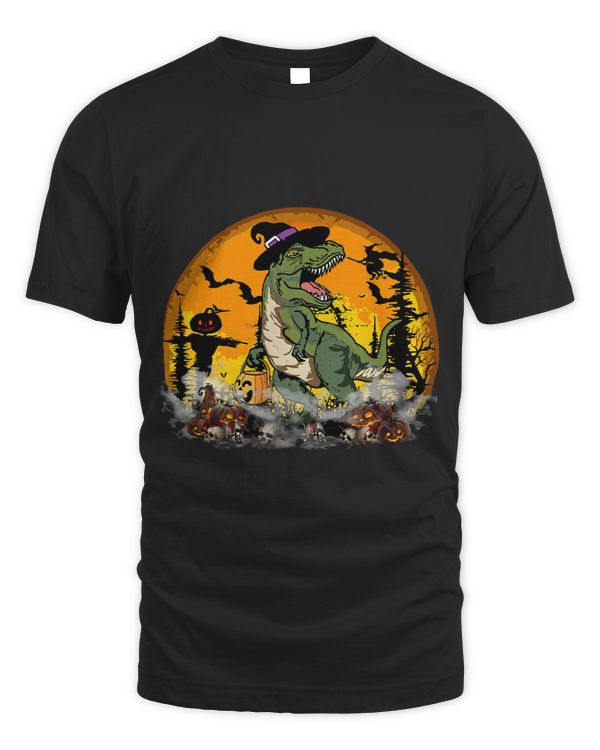 dinosaur t rex jack olantern with moon halloween