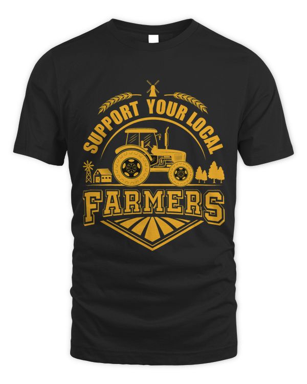 Support Your Local Farmers Vintage Farming Supporter Tractor