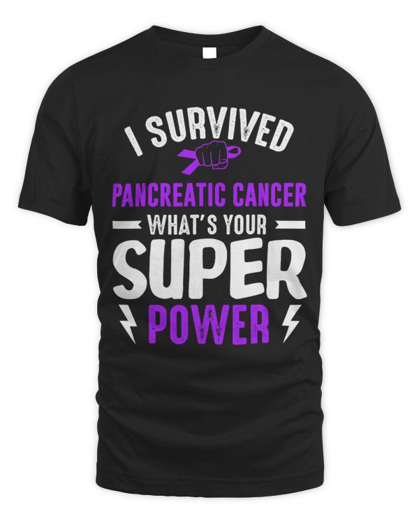 Survived Pancreatic Cancer Awareness Survivor Purple Ribbon
