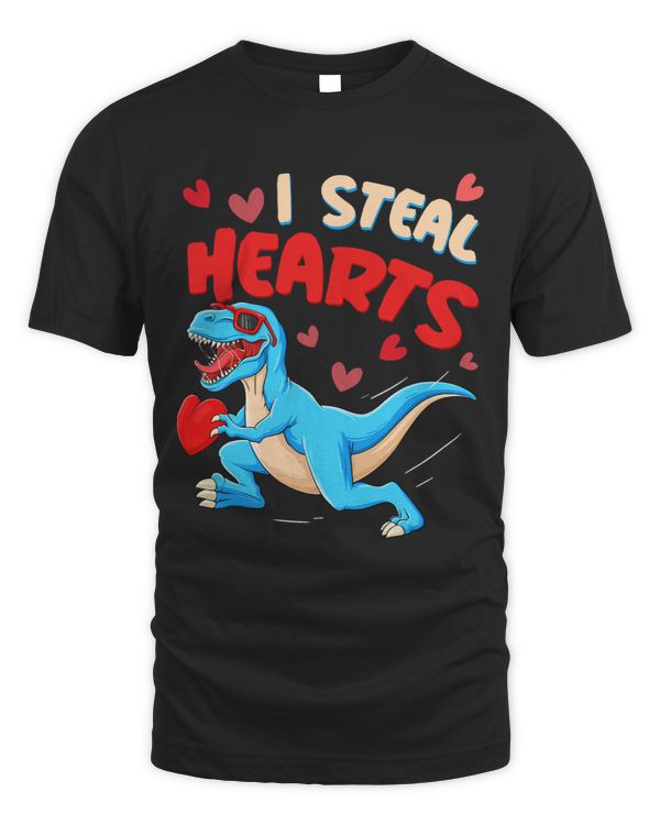 I Steal Hearts Dinosaur Valentines Day Trex Lover Kid Boys