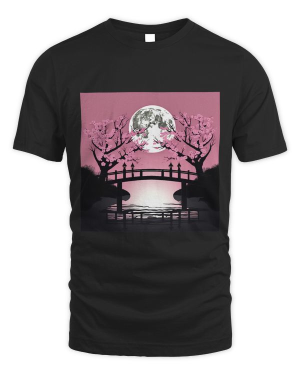 Serene nature Blossom bridge on the river