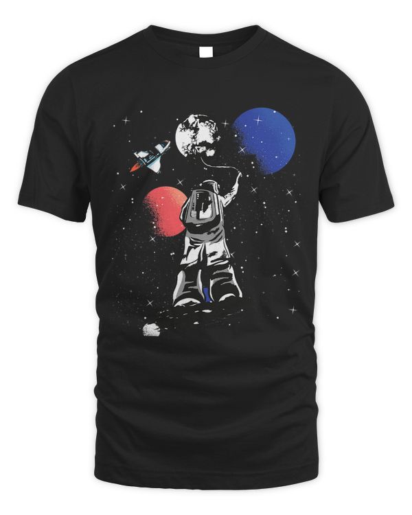 Astronaut Balloon Planets Space Stars Moon Galaxy Spaceship