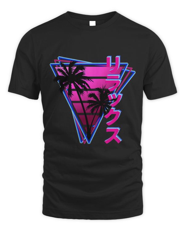 Synthwave Relax Rirakkusu Retro Triangle Palm Tree Design