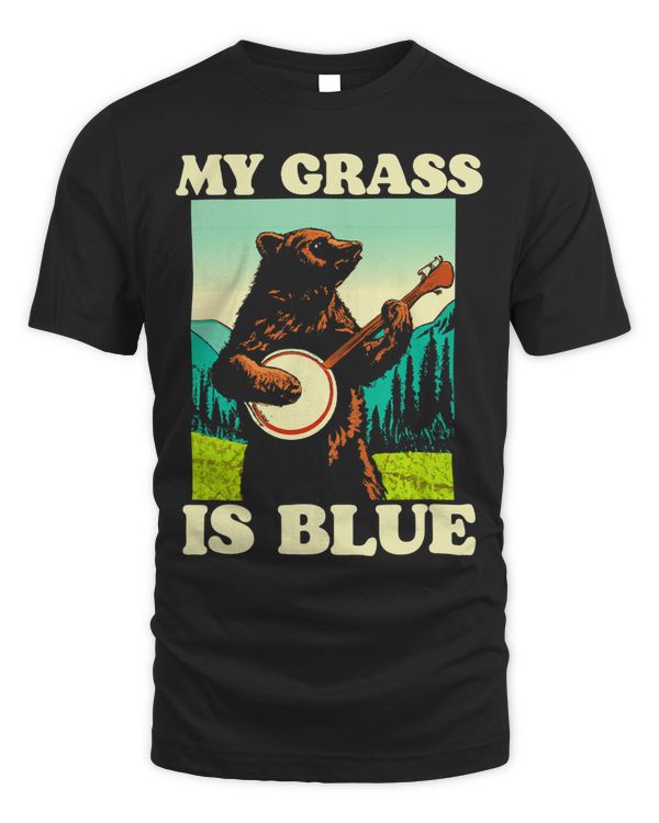 My Grass Is Blue Banjo Bear Retro Nature Graphic 1