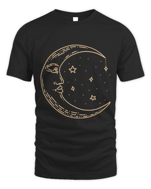 Crescent Moon Celestial Stars Lunar Face Phase