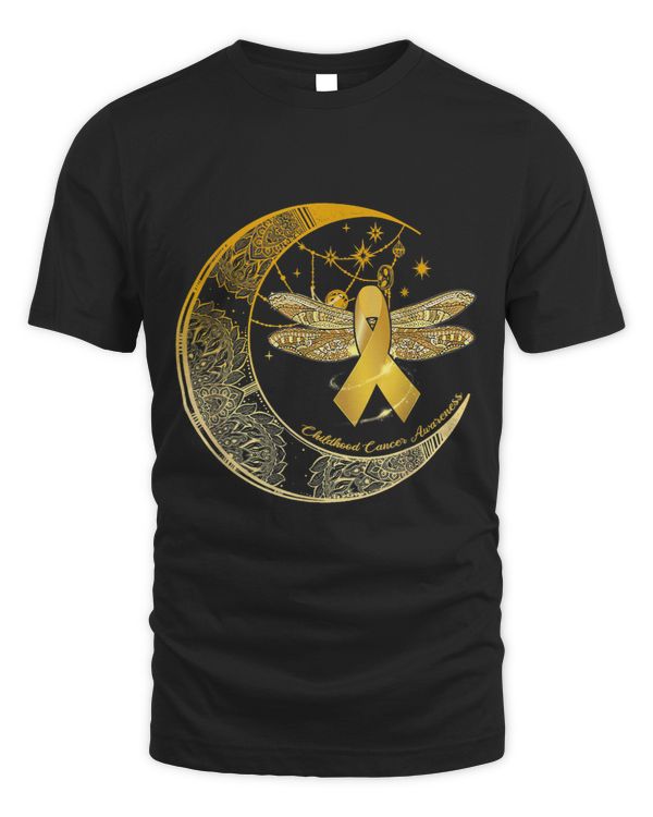 Moon Dragonfly Gold Ribbon Childhood Cancer Awareness