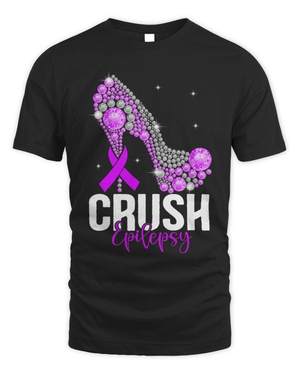 Crush Epilepsy Awareness Bling Purple Ribbon High Heels