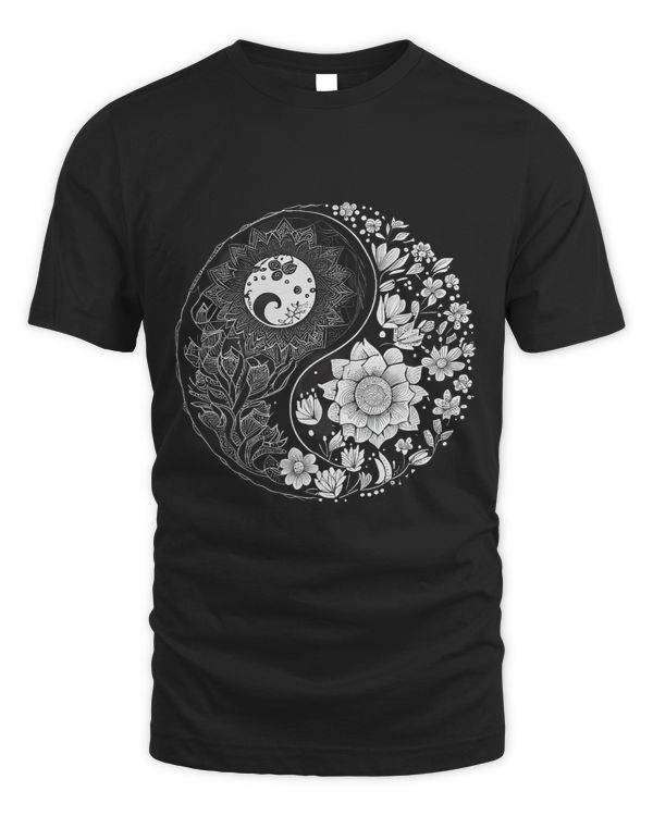 Yin Yang Lotus Mandala Graphic Tees for Men Women Boys Girls