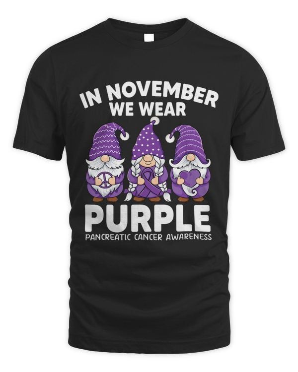 November we wear purple Pancreatic Cancer Awareness gnome