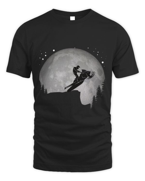 Cool Snowmobile Funny Cliff Jump Moon Sunset Snowmobiling