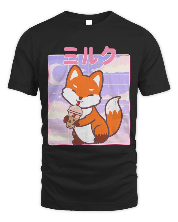 Cute Boba Tea Fox Bubble Milk Kawaii Aesthetic Japan Lover