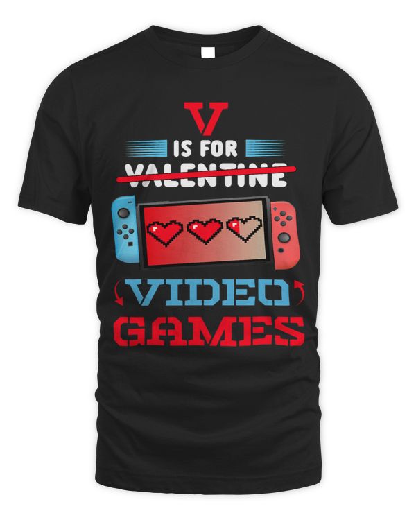 Valentines Day boys kids son V Is For Video Games gamer