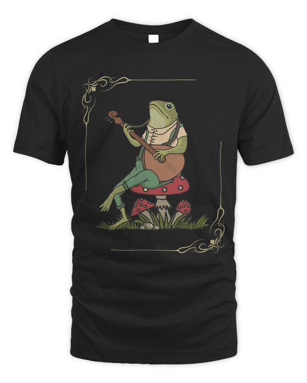 Cottagecore Aesthetic Fog Playing Banjo on Mushroom Cute
