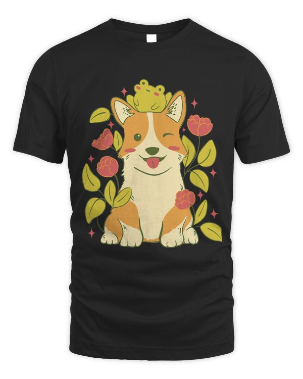 Cute Corgi Dog And Frog