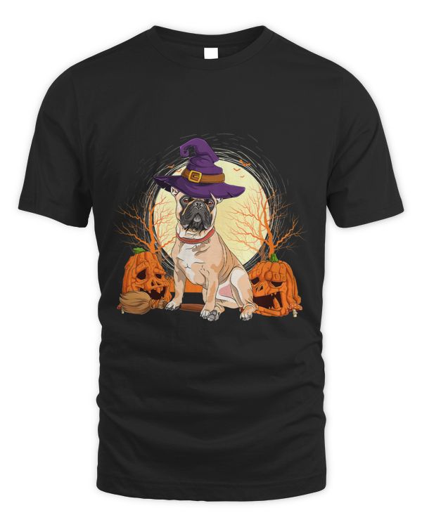 Cute Dog French Bulldog Moon Pumpkin Hat Dog Lover Halloween