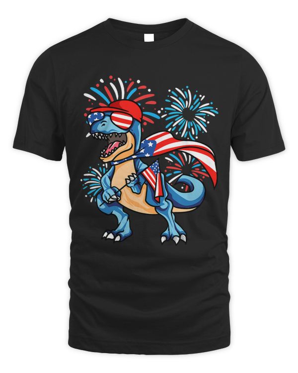 TRex USA Flag Fireworks 4th Of July Fourth Independence Day