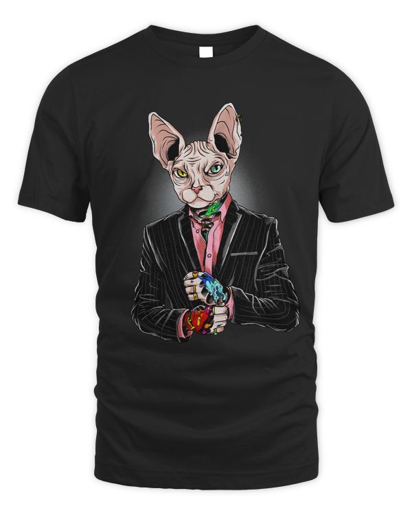 Tattoo Cat Dark Goth Sphynx Cat Owner Whisperer Kitty Lover